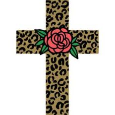 leopard floral cross