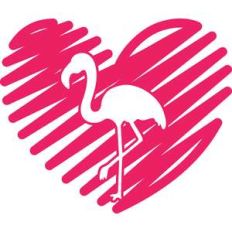 scribbled heart and flamingo