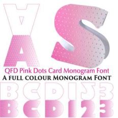 pink dots monogram card colour font