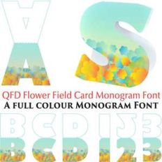 qfd flower field monogram card colour font