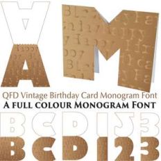 qfd vintage birthday monogram card colour font