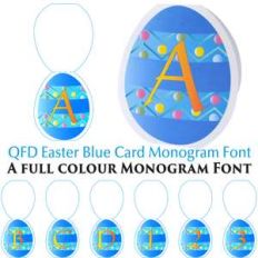 qfd easter blue monogram card colour font