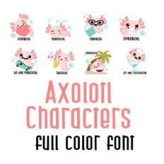 axolotl characters full color font