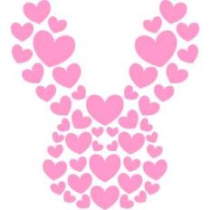 bunny face and hearts