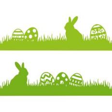 rabbit and easter eggs border