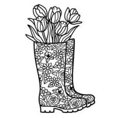 gumboots with tulips mandala