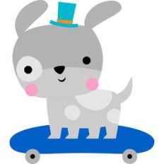 dog on skateboard