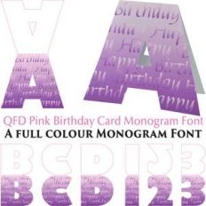 qfd pink birthday monogram card color font