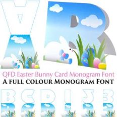 qfd easter bunny monogram card