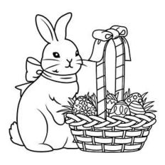 easter bunny with basket of eggs