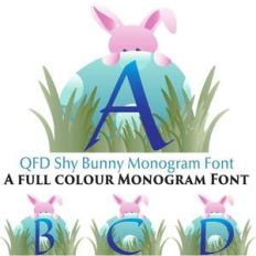 qfd shy bunny colour monogram font