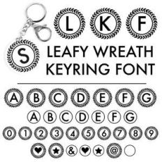 leafy wreath circle keyring font