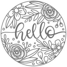 hello floral round frame sign