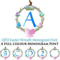 qfd easter wreath colour monogram font