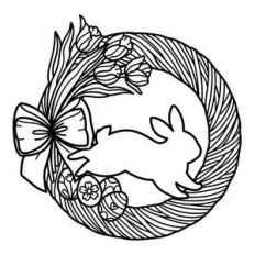 easter wreath with bunny coloring page
