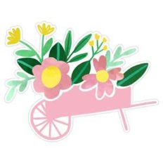 watercolor flower wheelbarrow