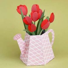 watering can with tulips box card