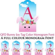 qfd bunny joy tag monogram colour font