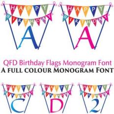 qfd birthday flag colour monogram font