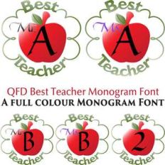 qfd best teacher colour monogram font