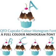 qfd cupcake colour monogram font