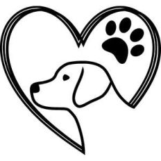 dog and paw heart lines