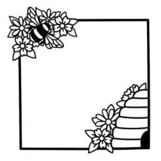 bee hive flower square frame