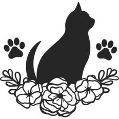 cat with flowers