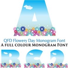 qfd flowery day color monogram font