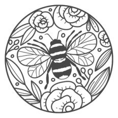 bee circle flowers frame