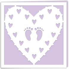 new baby footprint heart card