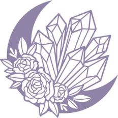 floral moon with crystals