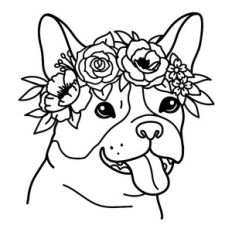 boston terrier with a flower crown