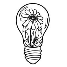 light bulb with a daisy flower