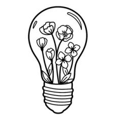 light bulb with buttercups