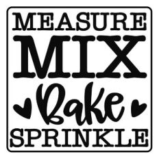 measure mix bake sprinkle kitchen phrase
