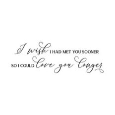 I wish I had met you sooner