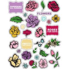 ml vintage flower colors stickers