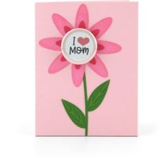flower card button I heart mom