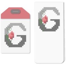tag g or bookmark cross stitch rosebud
