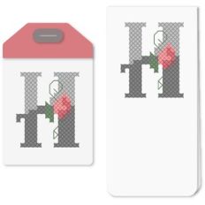 tag h or bookmark cross stitch rosebud