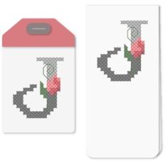 tag j or bookmark cross stitch rosebud