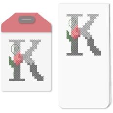 tag k or bookmark cross stitch rosebud