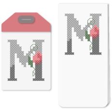 tag m or bookmark cross stitch rosebud