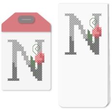 tag n or bookmark cross stitch rosebud