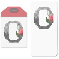 tag o or bookmark cross stitch rosebud