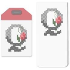 tag q or bookmark cross stitch rosebud