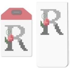 tag r or bookmark cross stitch rosebud