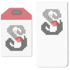 tag s or bookmark cross stitch rosebud