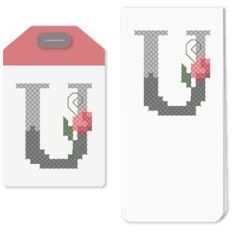 tag u or bookmark cross stitch rosebud